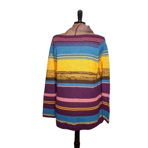 Wrangler Striped Cardigan Sweater Blanket Boho South Western Size L - Picture 3 of 4